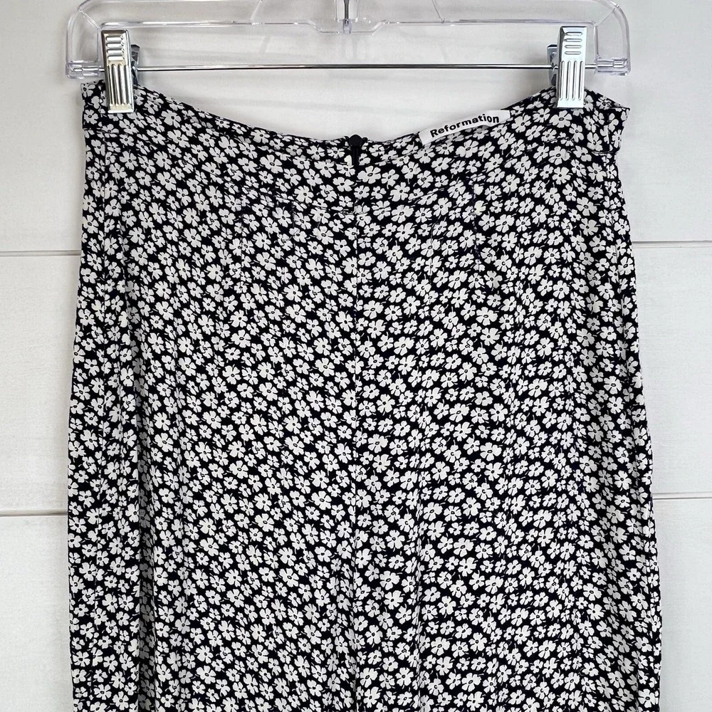 Reformation Coco Wide Leg‎ Pants Women 4 Navy White Crop Quito